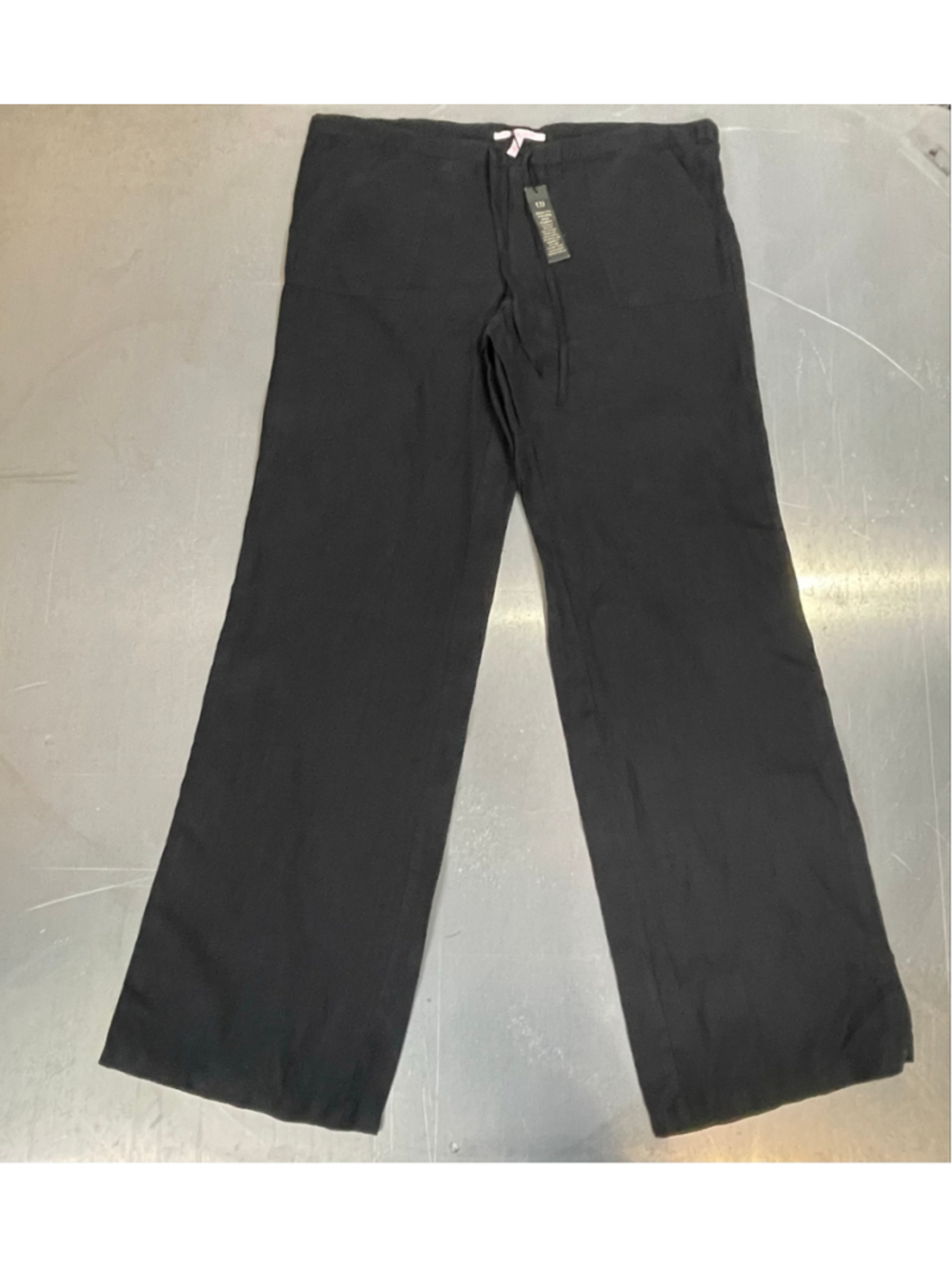 NWT Victoria's Secret Black Wide Leg Flax Linen Dress Pants Size 10 Long